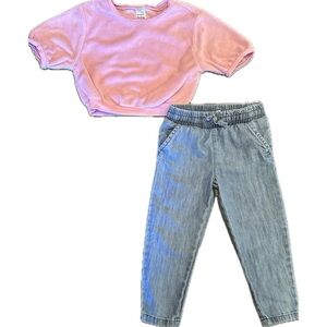 Carter’s Worn Once Like New Baby / Toddler Girl Jeans and Terrycloth T-Shirt